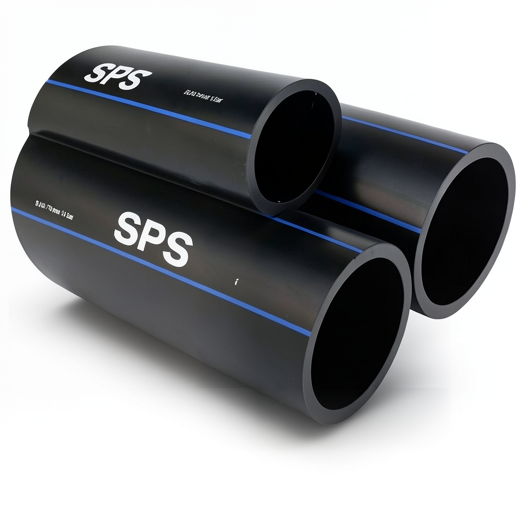 مواسير HDPE PE 100 ضغط 6 بار قطر خارجي 140 مم سمك 5.4 مم لون أسود | مصنع أنظمة الانابيب السعودي (SPS)