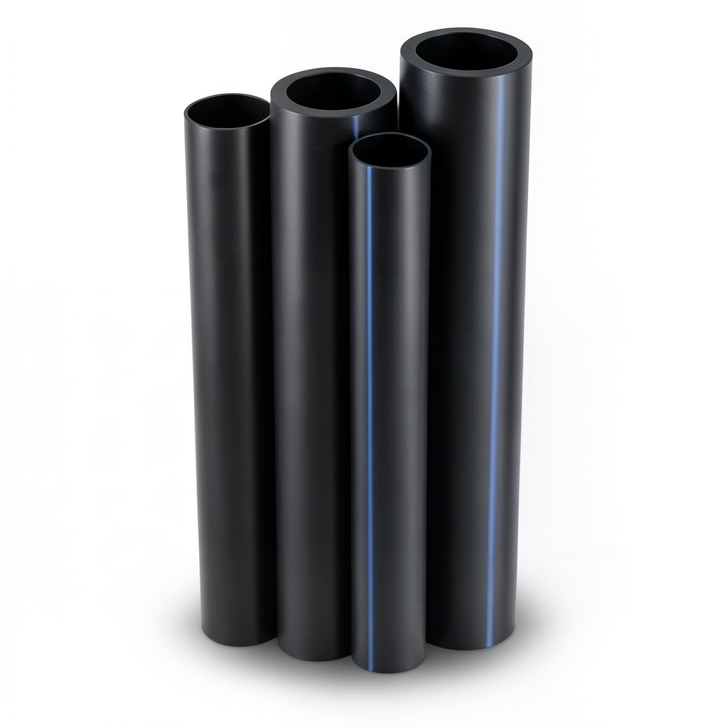 أنابيب HDPE PE 80 ضغط 10 بار قطر خارجي 560 مم سمك 41.2 مم لون أسود
