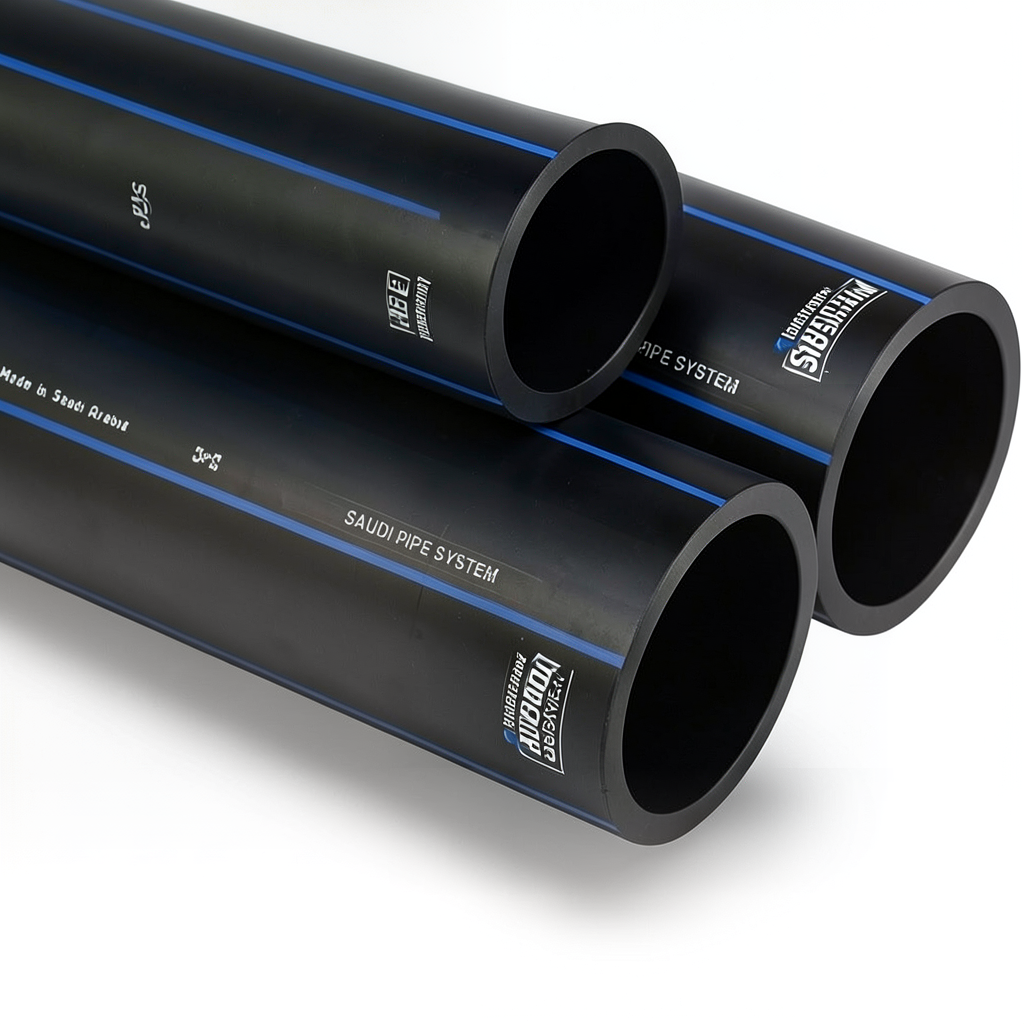 SPS HDPE Pipe PE 100 Pressure 10 Bar Outside Diameter 110 mm Thickness 6.6 mm Black Color | Saudi Pipes Systems (SPS)