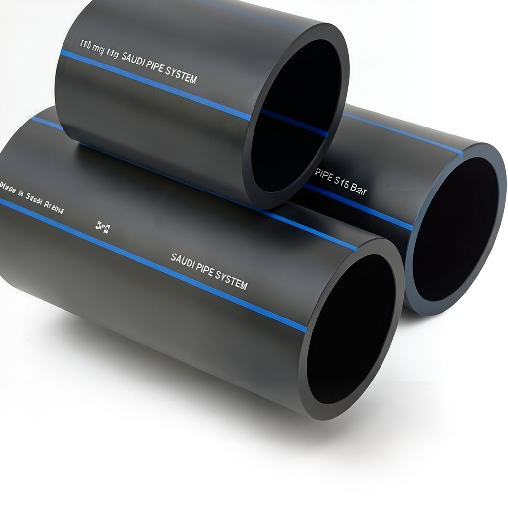 SPS HDPE Pipes PE 100 Pressure 16 Bar Outside Diameter 110 mm Thickness 10 mm Black | Saudi Pipes Systems (SPS)