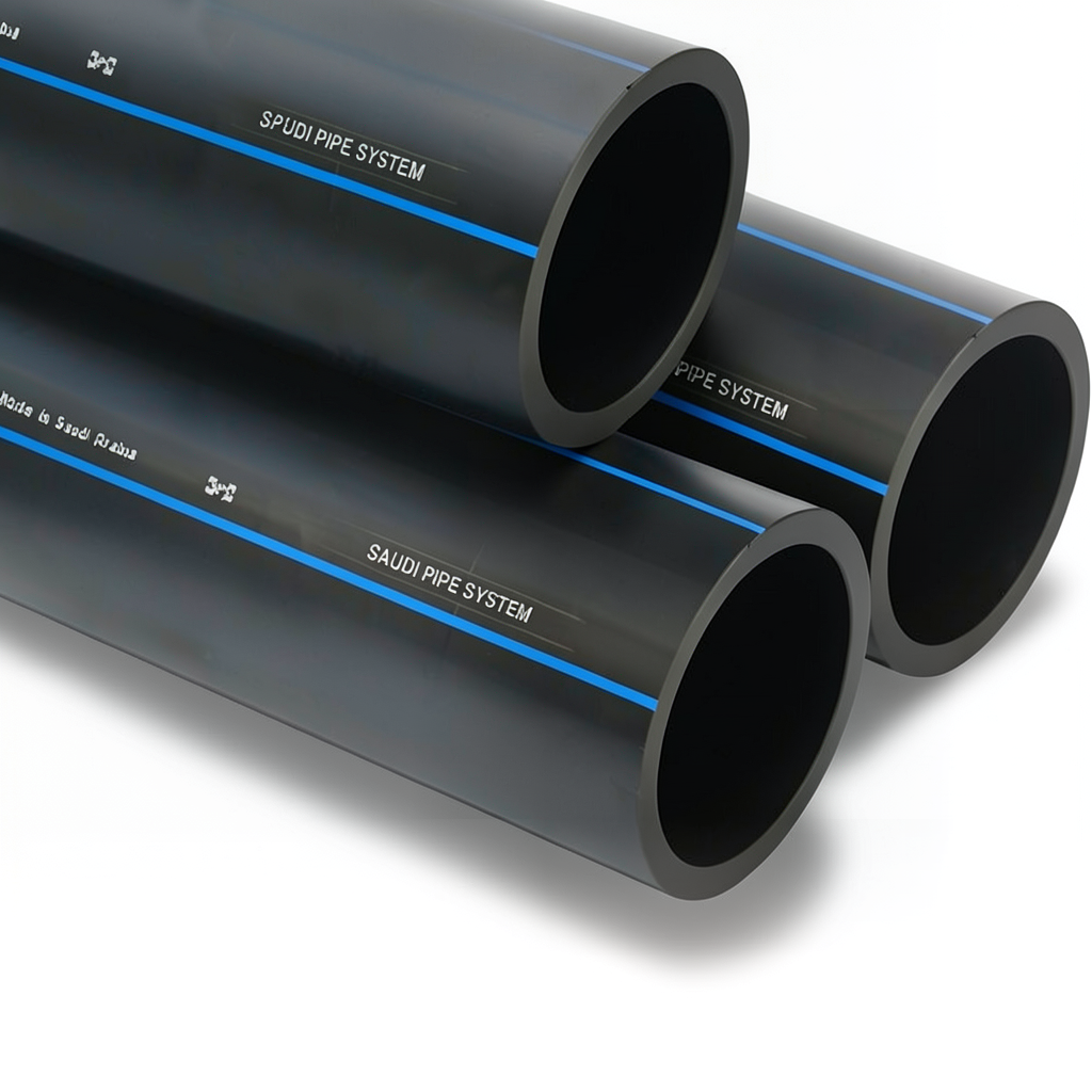 أنابيب HDPE SPS PE 100 ضغط 10 بار قطر خارجي 90 مم سمك 5.4 مم لون أسود | مصنع أنظمة الانابيب السعودي (SPS)
