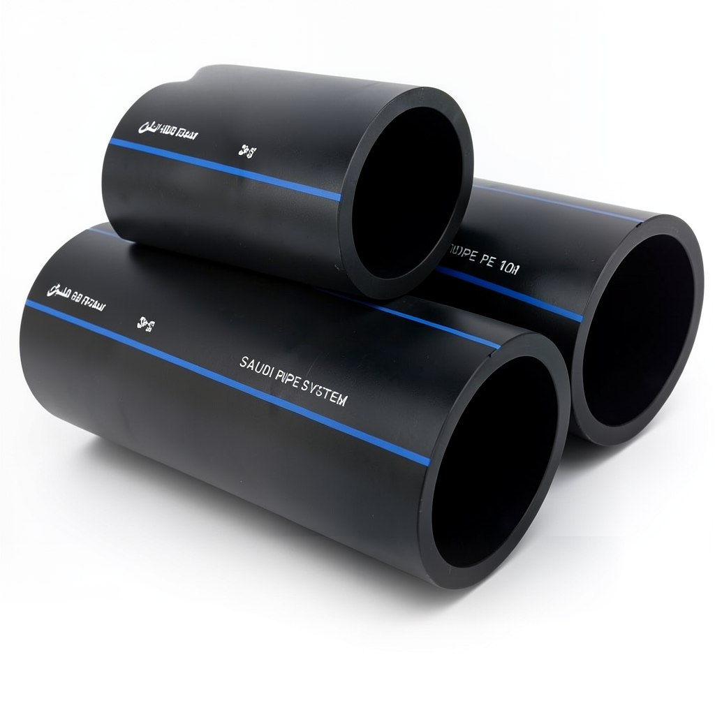 أنابيب HDPE السعودي PE 100 ضغط 6 بار قطر خارجي 110 مم سمك 4.2 مم لون اسود | مصنع أنظمة الانابيب السعودي (SPS)