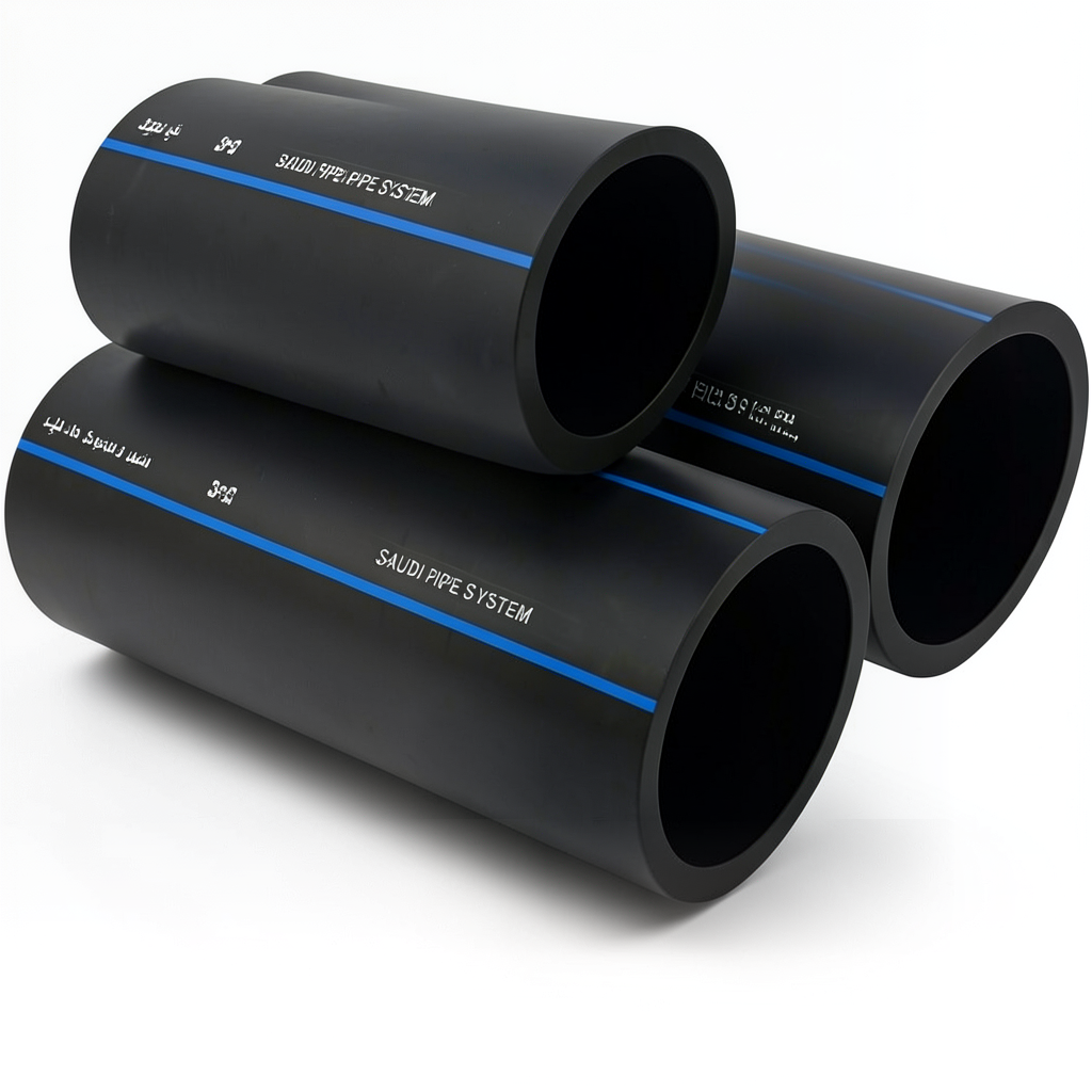 أنابيب SPS HDPE PE 100 ضغط 16 بار قطر خارجي 125 مم سمك 11.4 مم لون أسود | مصنع أنظمة الانابيب السعودي (SPS)