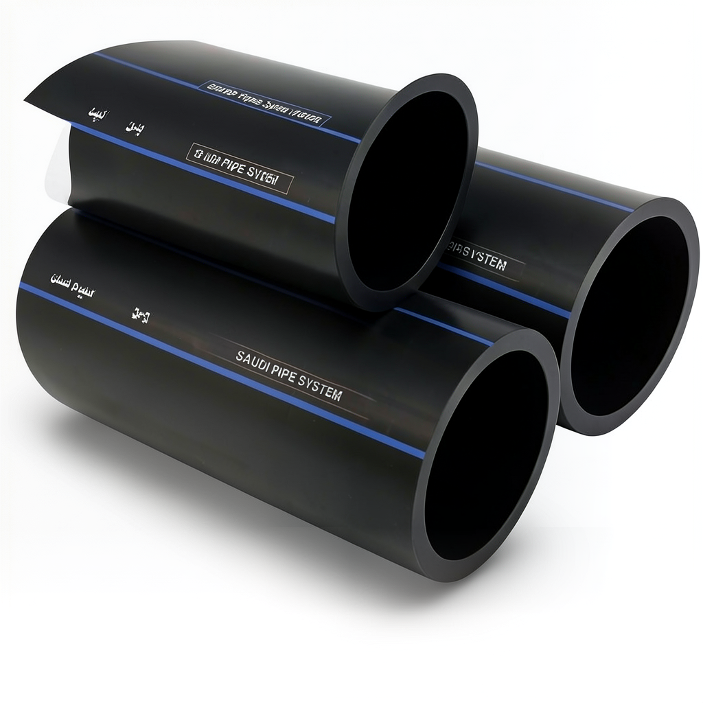 أنابيب SPS HDPE PE 100 ضغط 16 بار قطر خارجي 125 مم سمك 11.4 مم لون أسود | مصنع أنظمة الانابيب السعودي (SPS)
