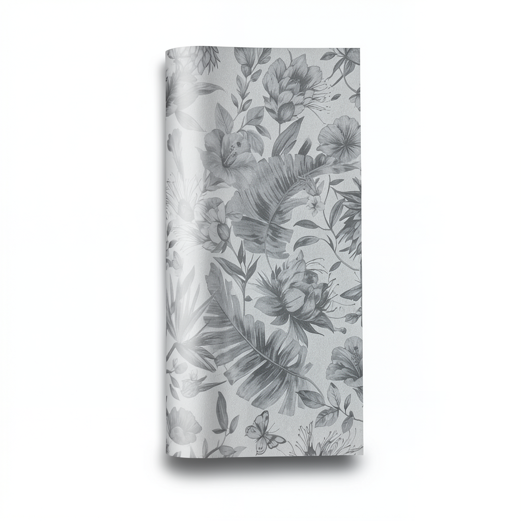 Italian Wallpaper Floral Design Roll Length 10 m Gray Color
