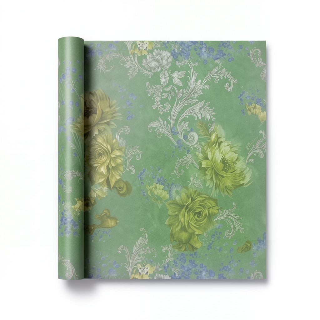 Italian Wall Decoration 10m x 0.73m Green, Model 24025