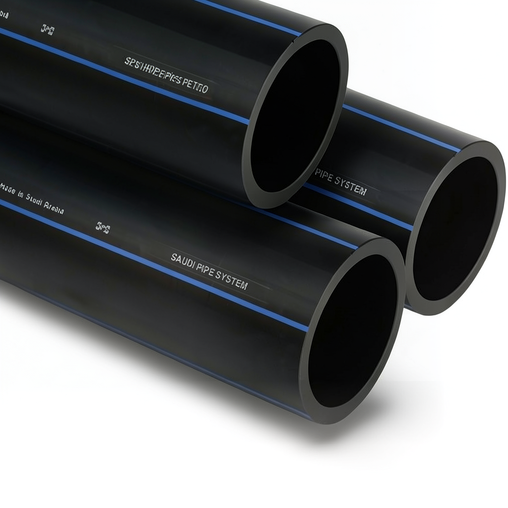 أنابيب HDPE السعودي PE 100 ضغط 16 بار قطر خارجي 160 مم سمك 14.6 مم لون أسود | مصنع أنظمة الانابيب السعودي (SPS)