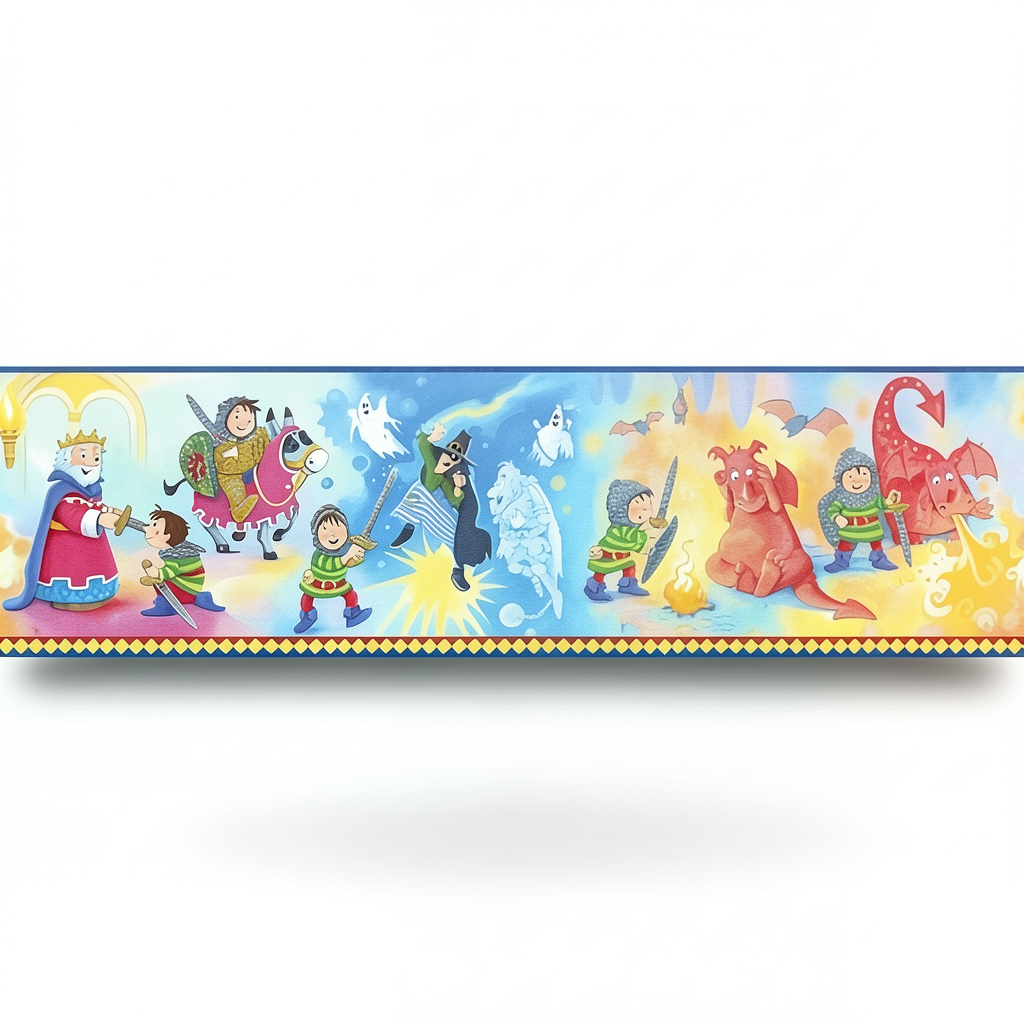 German Youth and Children Wallpaper 10m x 0.53m Blue and Yellow