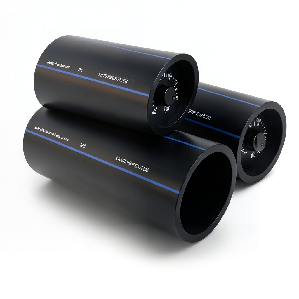 أنابيب HDPE السعودي PE 100 ضغط 16 بار قطر خارجي 180 مم سمك 16.4 مم لون أسود | مصنع أنظمة الانابيب السعودي (SPS)
