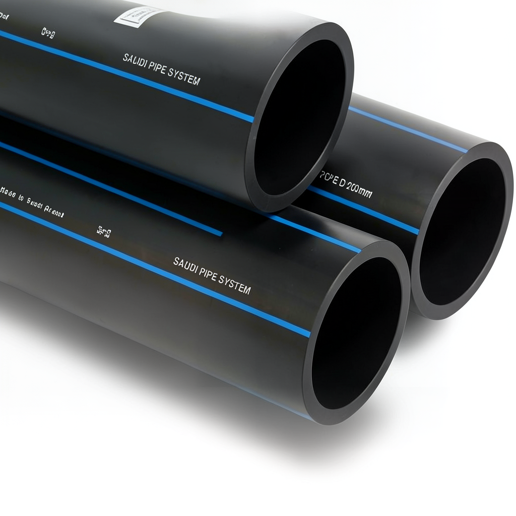 SPS HDPE Pipes PE 100 Pressure 6 Bar Outside Diameter 200 mm Thickness 7.7 mm Black | Saudi Pipes Systems (SPS)