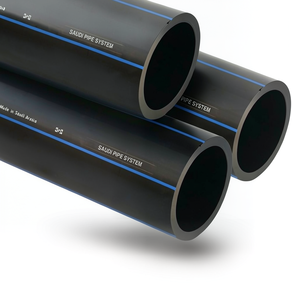 SPS HDPE Pipes PE 100 Pressure 6 Bar Outside Diameter 160 mm Thickness 6.2 mm Black | Saudi Pipes Systems (SPS)