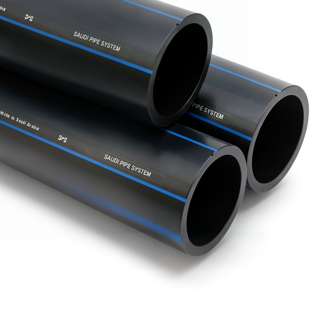 SPS HDPE Pipes PE 100 Pressure 6 Bar Outside Diameter 225 mm Thickness 8.6 mm Black | Saudi Pipes Systems (SPS)