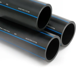 أنابيب HDPE السعودي PE 100 ضغط 10 بار قطر خارجي 160 مم سمك 9.5 مم لون اسود | مصنع أنظمة الانابيب السعودي (SPS)