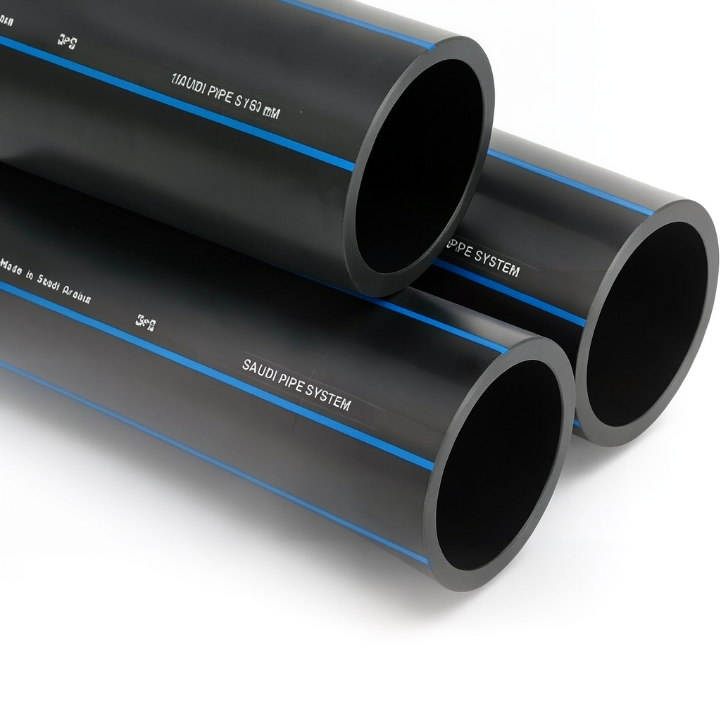 SPS HDPE Pipes PE 100 Pressure 10 Bar Outside Diameter 160 mm Thickness 9.5 mm Black | Saudi Pipes Systems (SPS)
