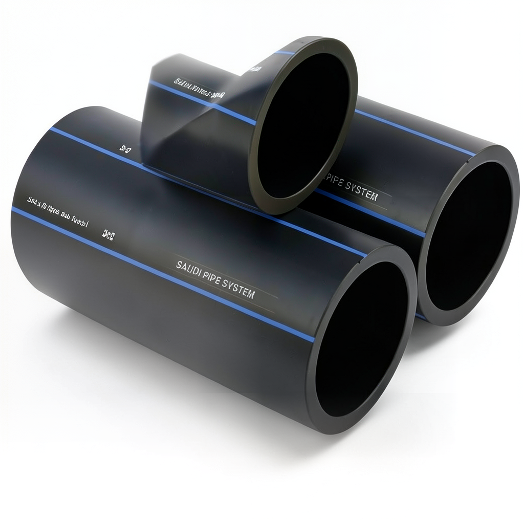 أنابيب HDPE السعودي PE 100 ضغط 10 بار قطر خارجي 160 مم سمك 9.5 مم لون اسود | مصنع أنظمة الانابيب السعودي (SPS)