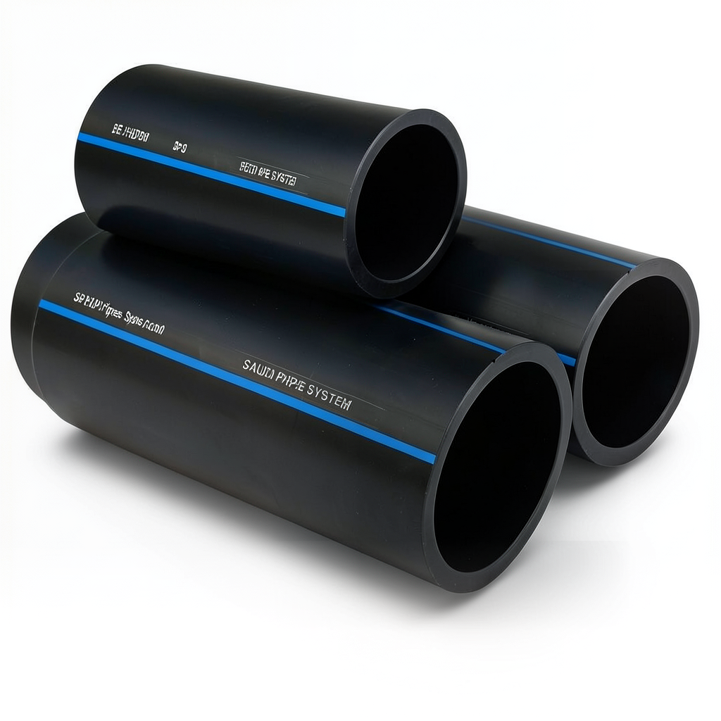 أنابيب HDPE السعودي PE 100 ضغط 16 بار قطر خارجي 180 مم سمك 16.4 مم لون أسود | مصنع أنظمة الانابيب السعودي (SPS)