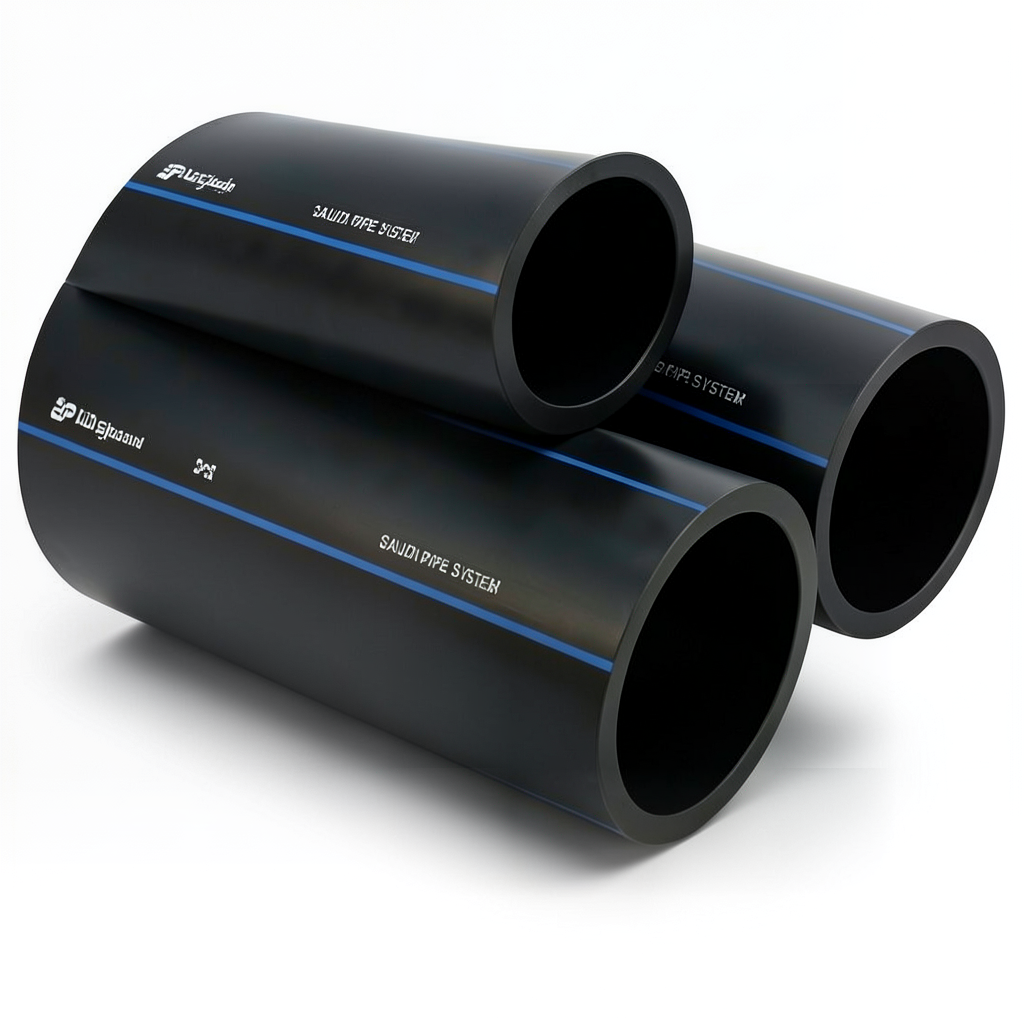 SPS HDPE Pipes PE 100 Pressure 16 Bar Outside Diameter 200 mm Thickness 18.2 mm Black | Saudi Pipes Systems (SPS)
