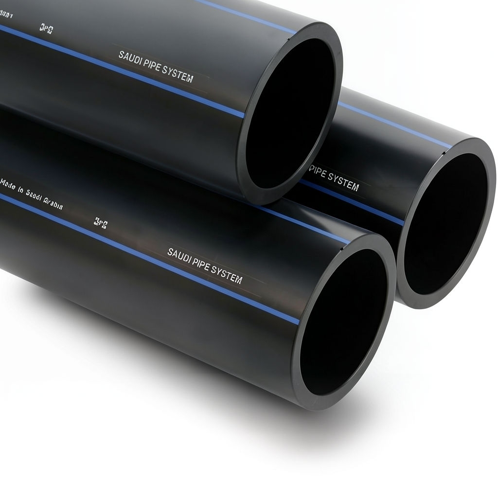 أنابيب HDPE SPS PE 100 ضغط 10 بار قطر خارجي 315 مم سمك 18.7 مم لون أسود | مصنع أنظمة الانابيب السعودي (SPS)