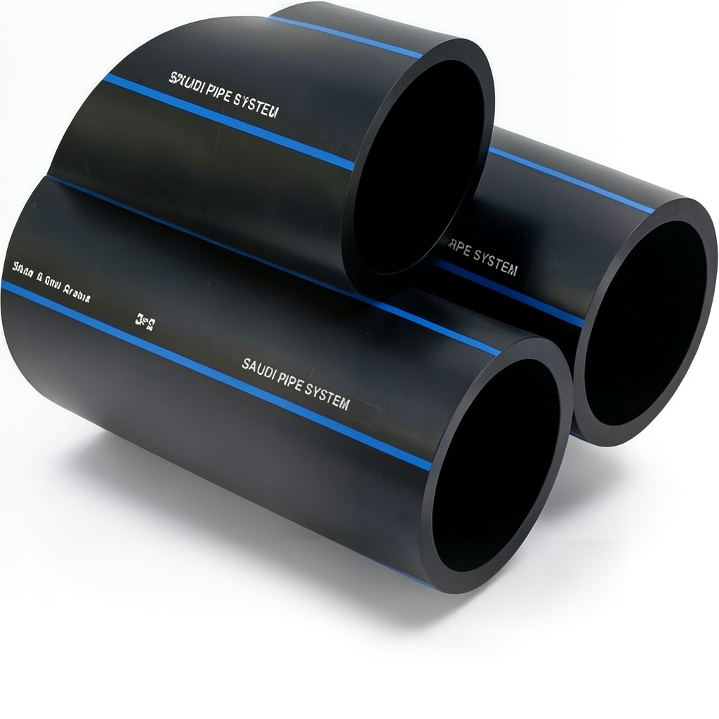 أنابيب HDPE السعودي PE 100 ضغط 16 بار قطر خارجي 180 مم سمك 16.4 مم لون أسود | مصنع أنظمة الانابيب السعودي (SPS)