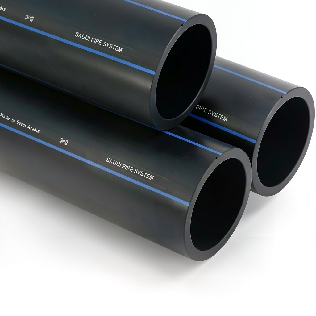 SPS HDPE Pipes PE 100 Pressure 6 Bar Outside Diameter 200 mm Thickness 7.7 mm Black | Saudi Pipes Systems (SPS)
