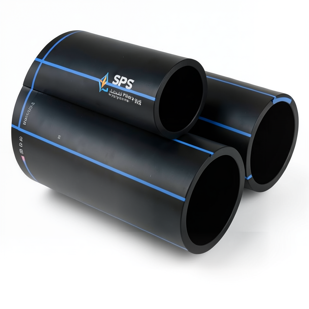 أنابيب HDPE السعودي PE 100 ضغط 16 بار قطر خارجي 225 مم سمك 20.5 مم لون أسود | مصنع أنظمة الانابيب السعودي (SPS)
