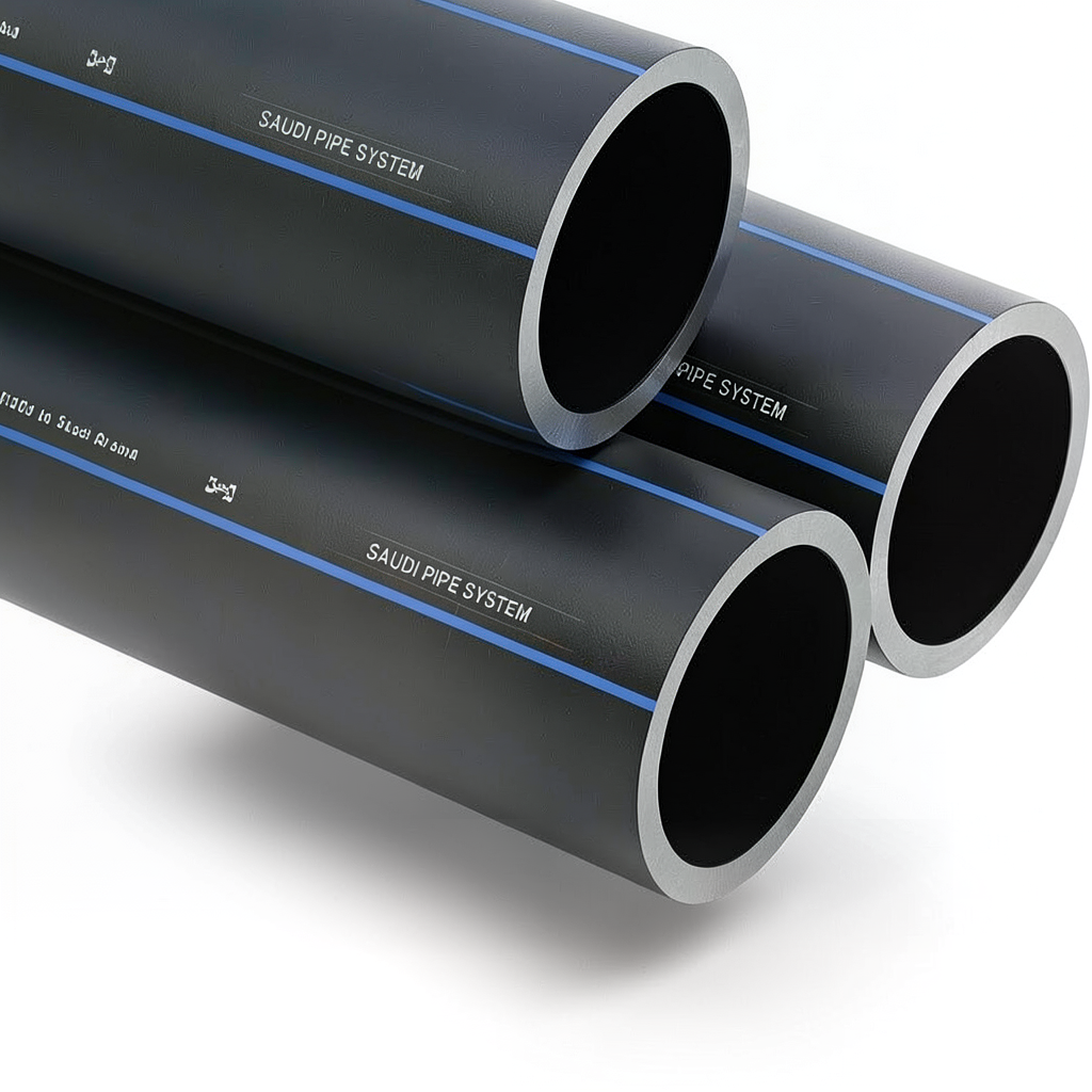 أنابيب HDPE SPS PE 100 ضغط 10 بار قطر خارجي 280 مم سمك 16.6 مم أسود | مصنع أنظمة الانابيب السعودي (SPS)
