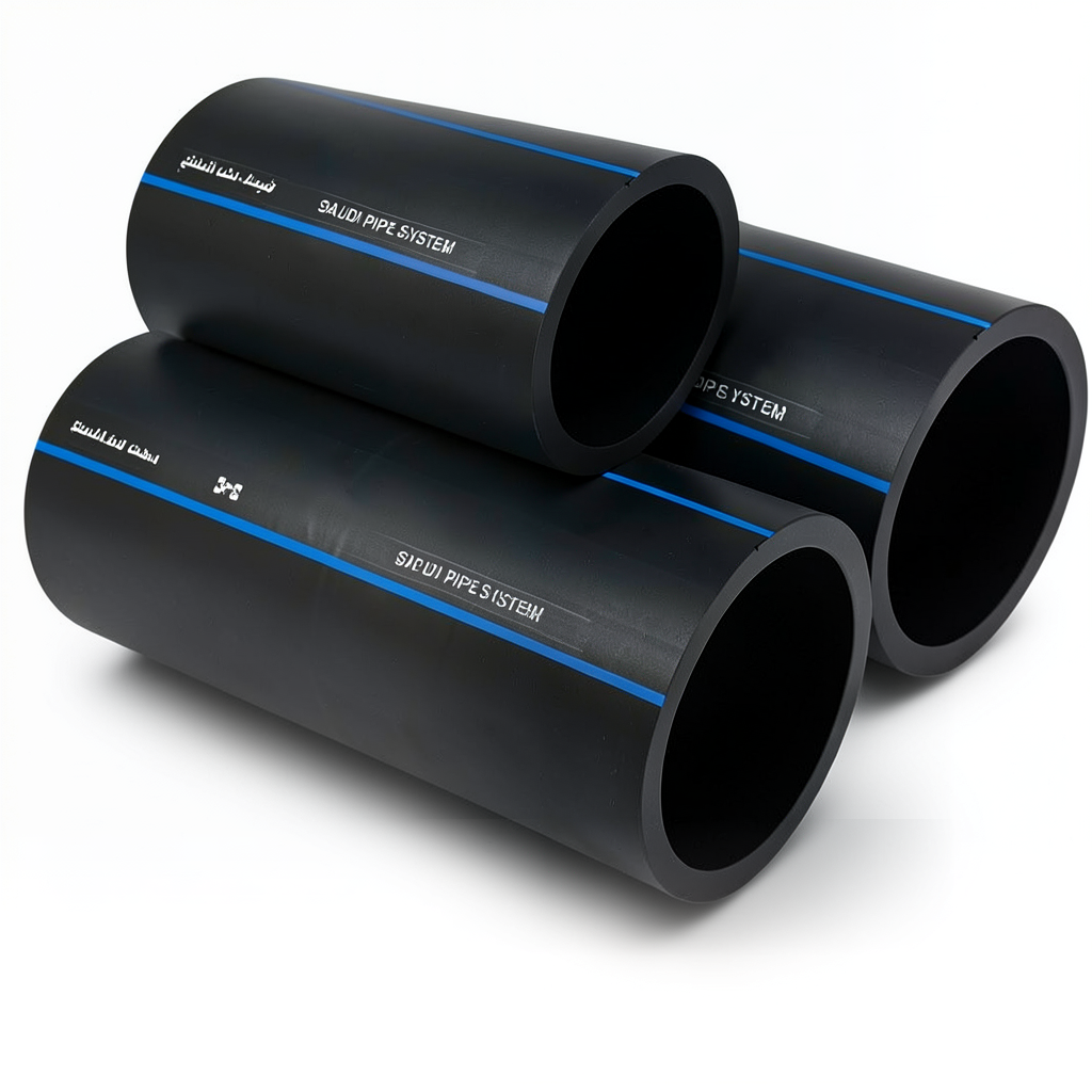 مواسير HDPE PE 100 ضغط 6 بار قطر خارجي 280 مم سمك 10.7 مم لون أسود | مصنع أنظمة الانابيب السعودي (SPS)