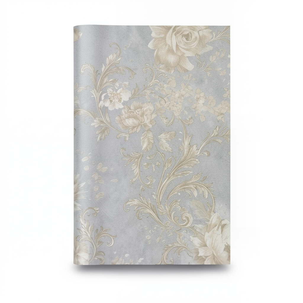Italian Wallpaper Floral Design 10m x 0.73m Gray Beige