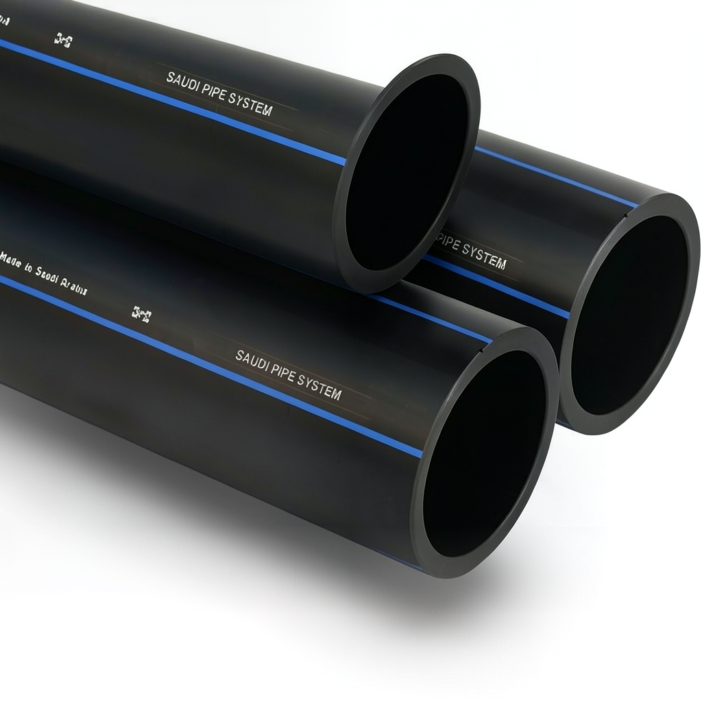 أنابيب HDPE السعودي PE 100 ضغط 6 بار قطر خارجي 315 مم سمك 12.1 مم لون أسود | مصنع أنظمة الانابيب السعودي (SPS)