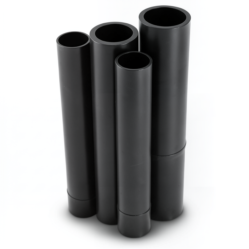HDPE Pipes PE 80 Pressure 8 Bar 200 mm Diameter 18.2 mm Thickness Black