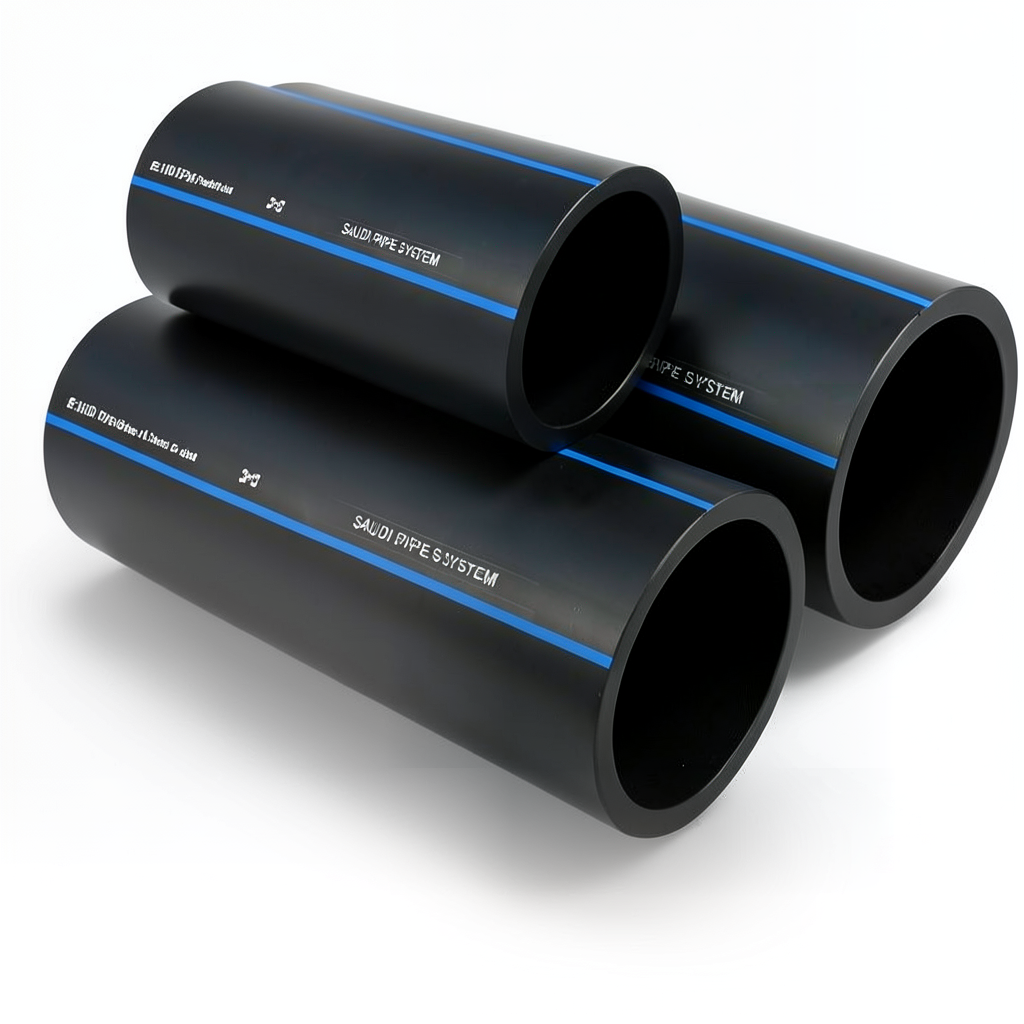 مواسير HDPE PE 100 ضغط 10 بار قطر خارجي 355 مم سمك 21.1 مم لون أسود | مصنع أنظمة الانابيب السعودي (SPS)