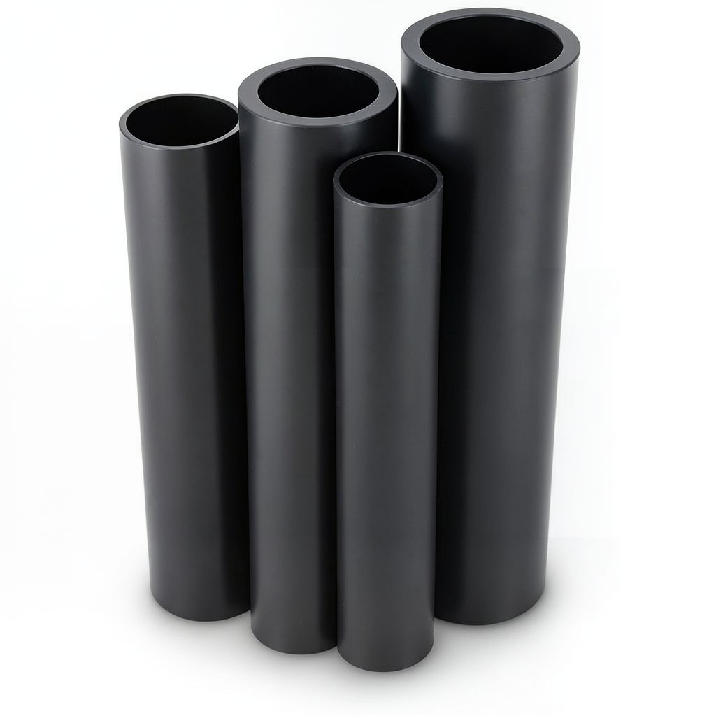 مواسير HDPE PE 100 ضغط 10 بار قطر 200 مم سمك 18.2 مم لون اسود