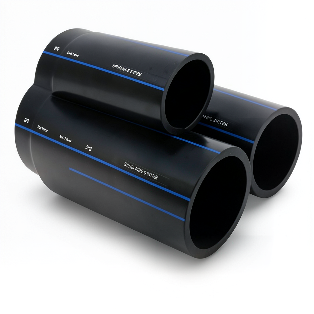 أنابيب HDPE السعودي PE 100 ضغط 10 بار قطر خارجي 400 مم سمك 23.7 مم لون اسود | مصنع أنظمة الانابيب السعودي (SPS)
