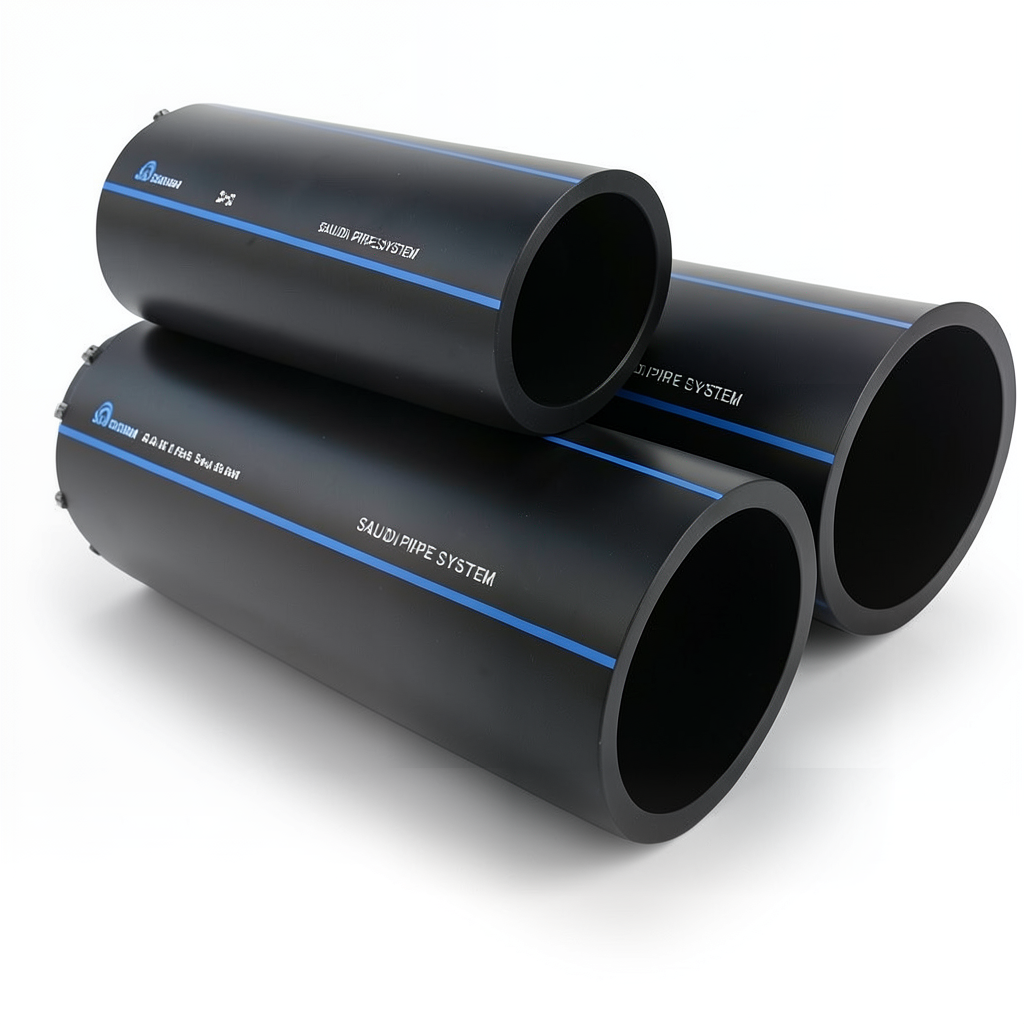 أنابيب HDPE السعودي PE 100 ضغط 16 بار قطر خارجي 400 مم سمك 36.3 مم لون اسود | مصنع أنظمة الانابيب السعودي (SPS)