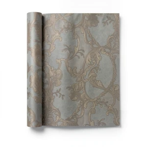 Italian Wall Decoration Brown with Gray, Classic Design, 10m Roll