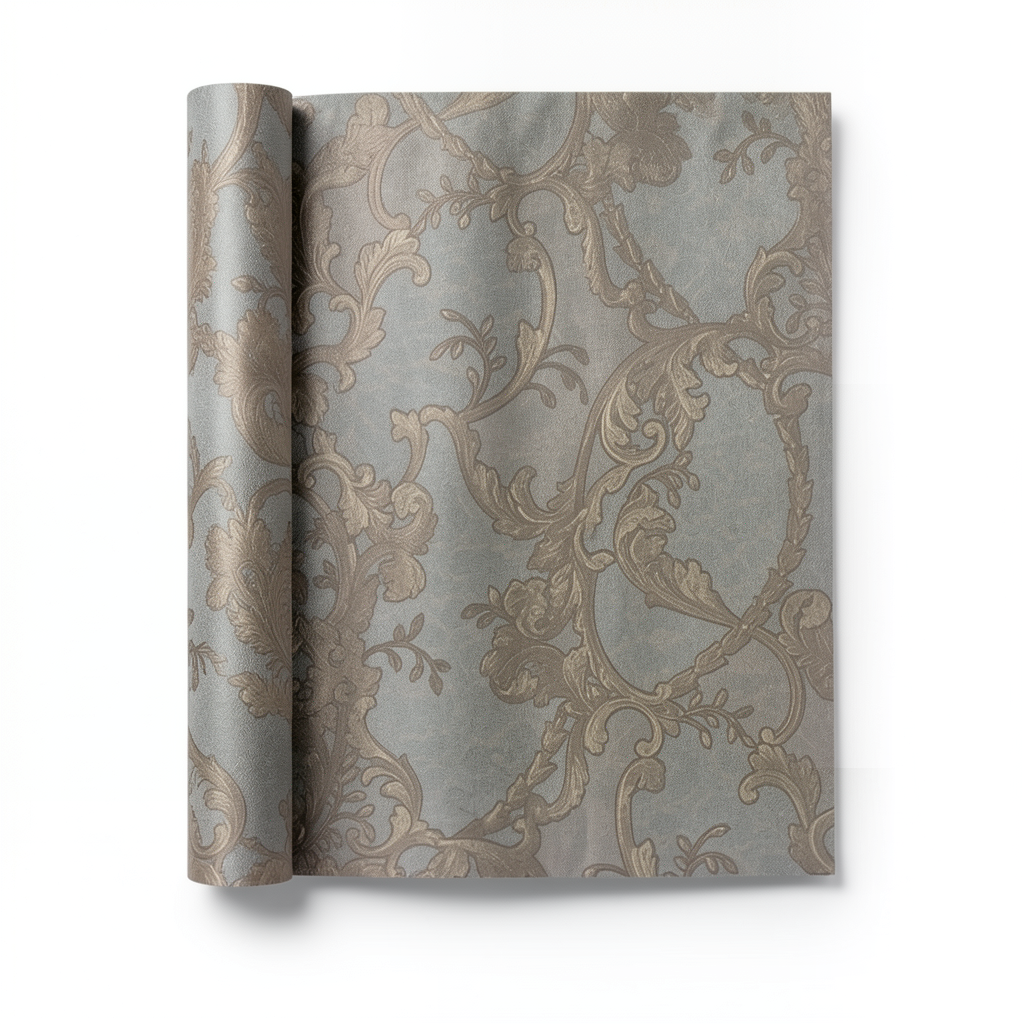 Italian Wall Decoration Brown with Gray, Classic Design, 10m Roll