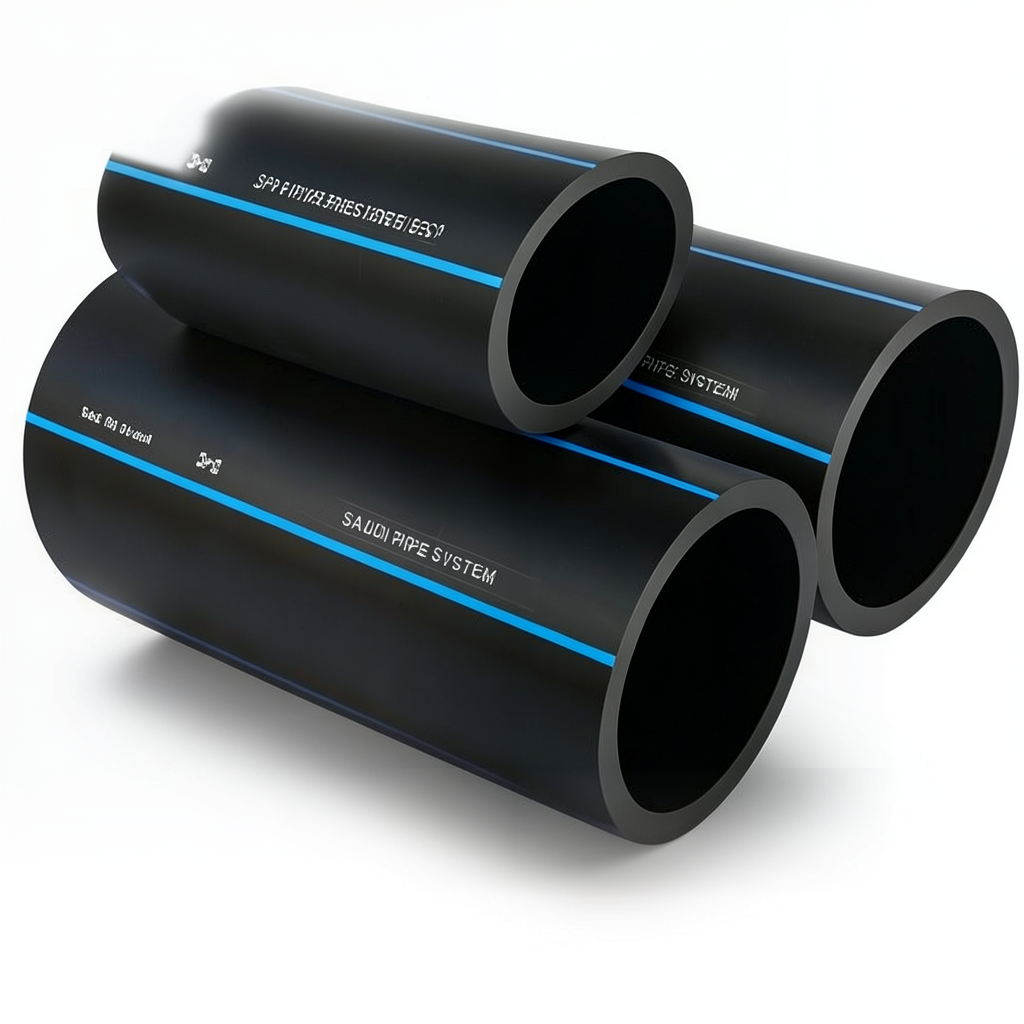 أنابيب HDPE السعودي PE 100 ضغط 6 بار قطر خارجي 355 مم سمك 13.6 مم لون أسود | مصنع أنظمة الانابيب السعودي (SPS)