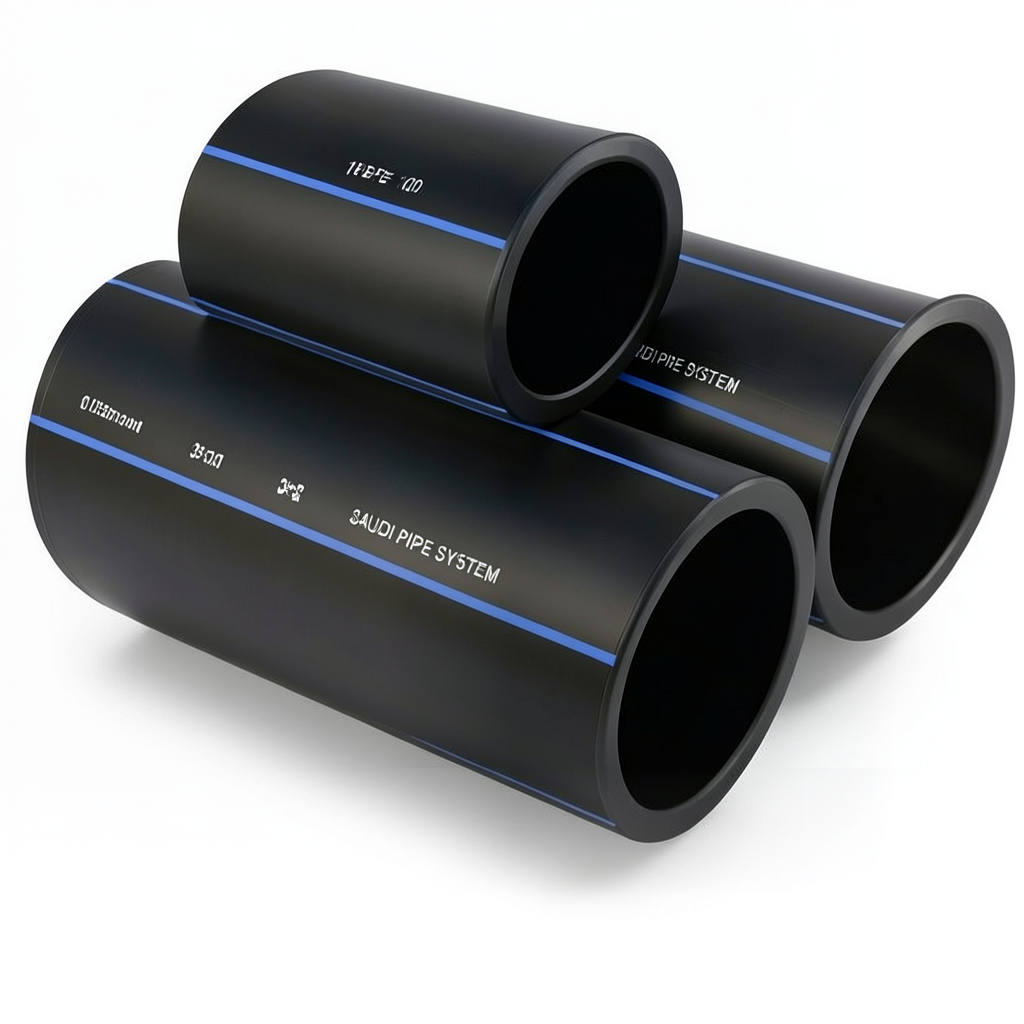 مواسير HDPE PE 100 ضغط 10 بار قطر خارجي 355 مم سمك 21.1 مم لون أسود | مصنع أنظمة الانابيب السعودي (SPS)