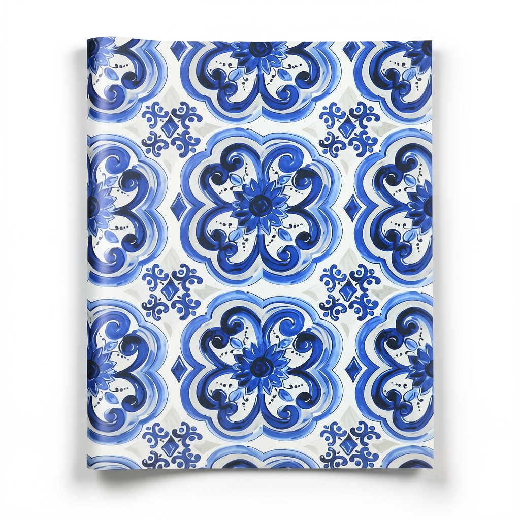 Italian Wallpaper 10.05m x 1.06m Blue and White