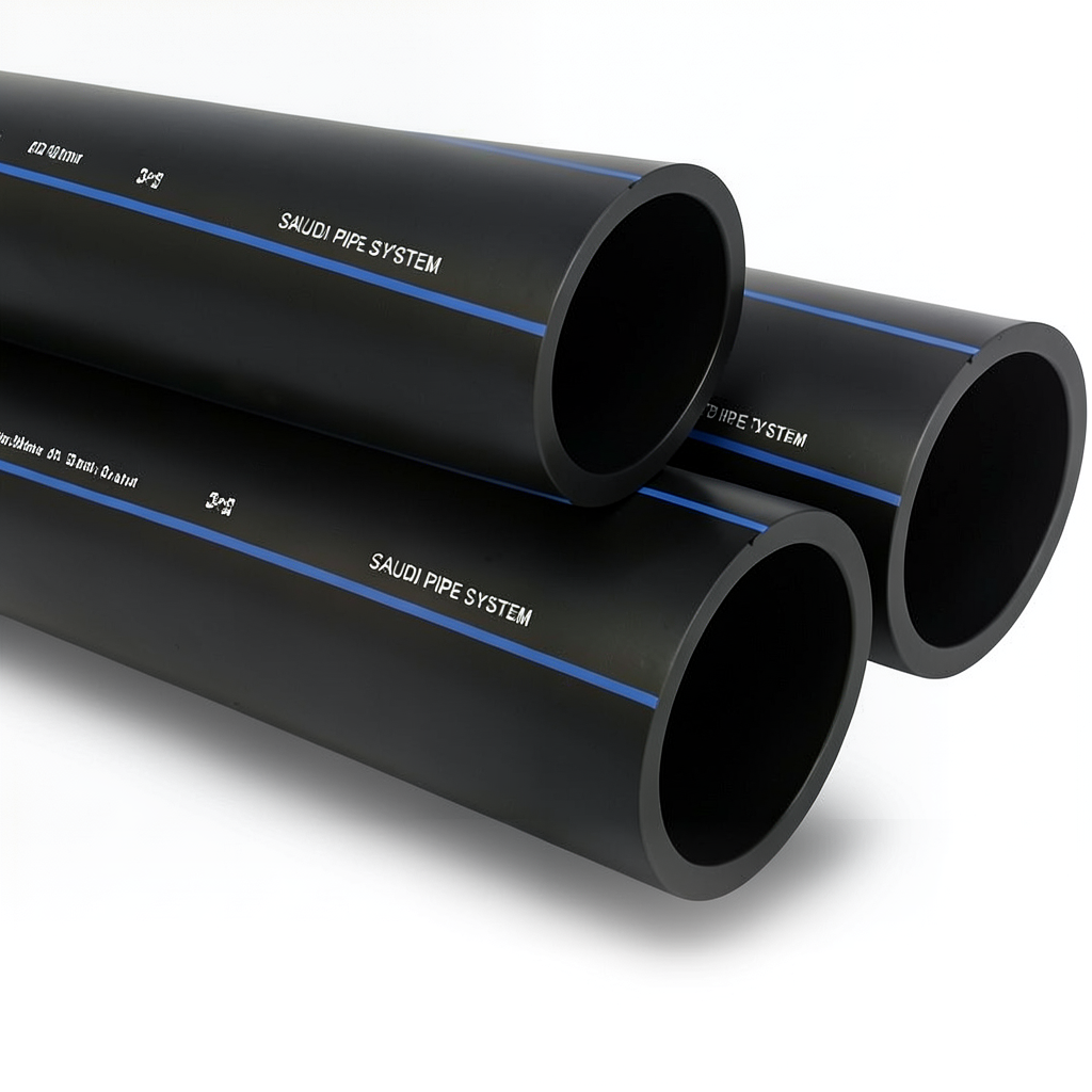 أنابيب HDPE السعودي PE 100 ضغط 16 بار قطر خارجي 400 مم سمك 36.3 مم لون اسود | مصنع أنظمة الانابيب السعودي (SPS)