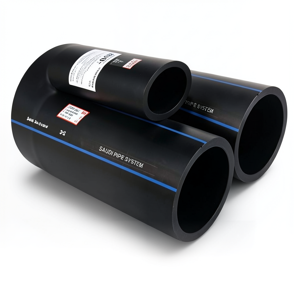 مواسير HDPE PE 100 ضغط 10 بار قطر خارجي 450 مم سمك 26.7 مم لون أسود | مصنع أنظمة الانابيب السعودي (SPS)
