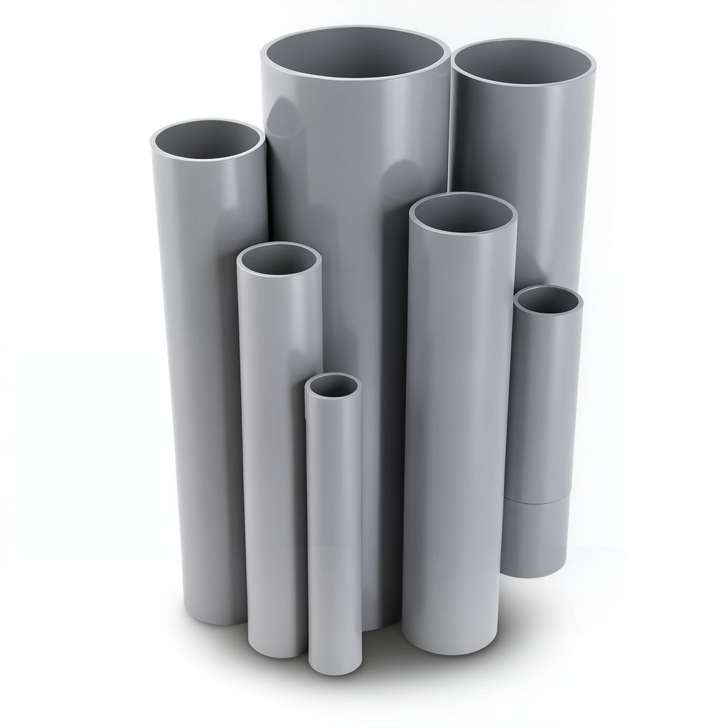مواسير UPVC ضغط اسمي 2.5 بار قطر خارجي 710 مم سمك 5.7 مم لون رمادي