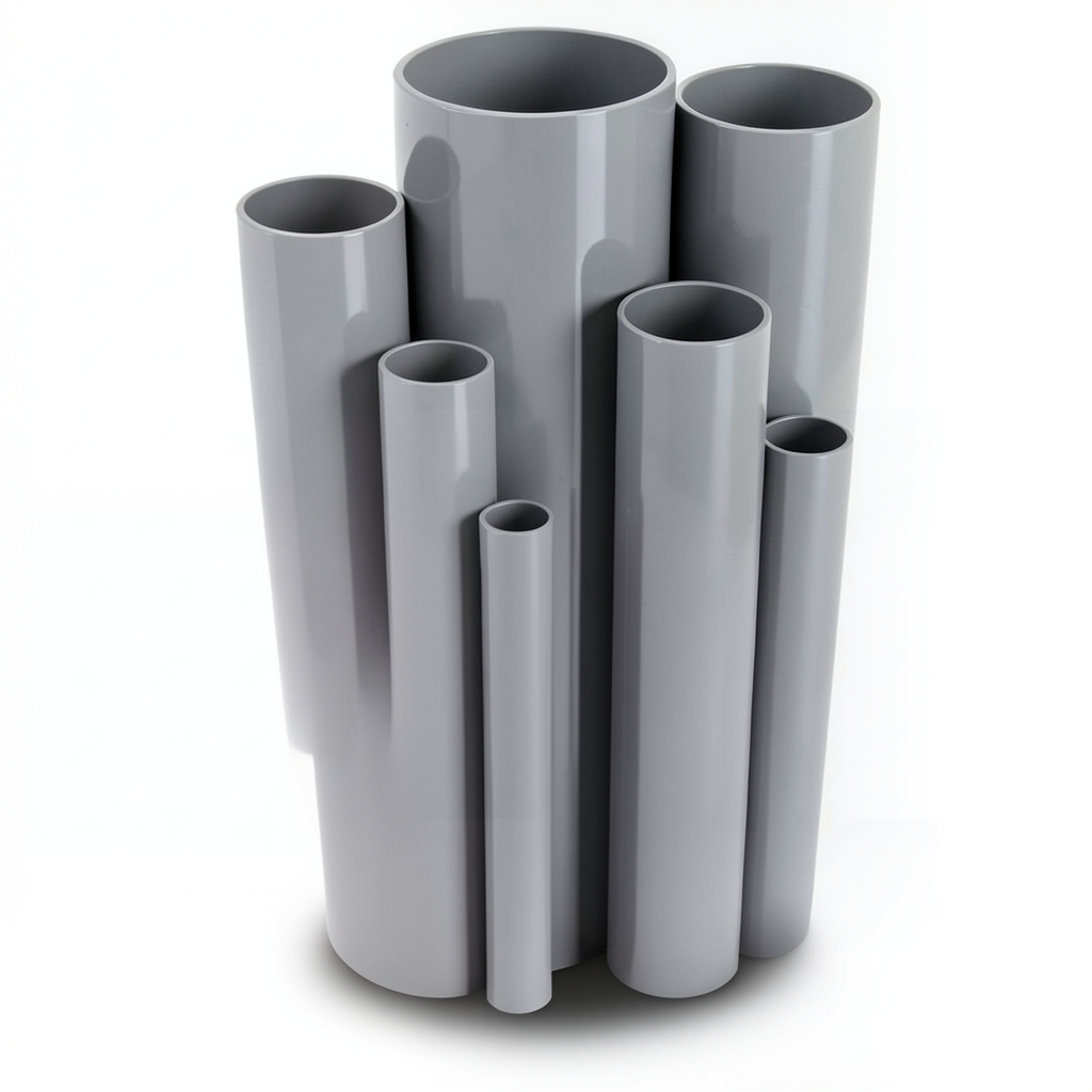 مواسير UPVC ضغط 2.5 بار قطر خارجي 800 مم سمك 6.4 مم لون رمادي