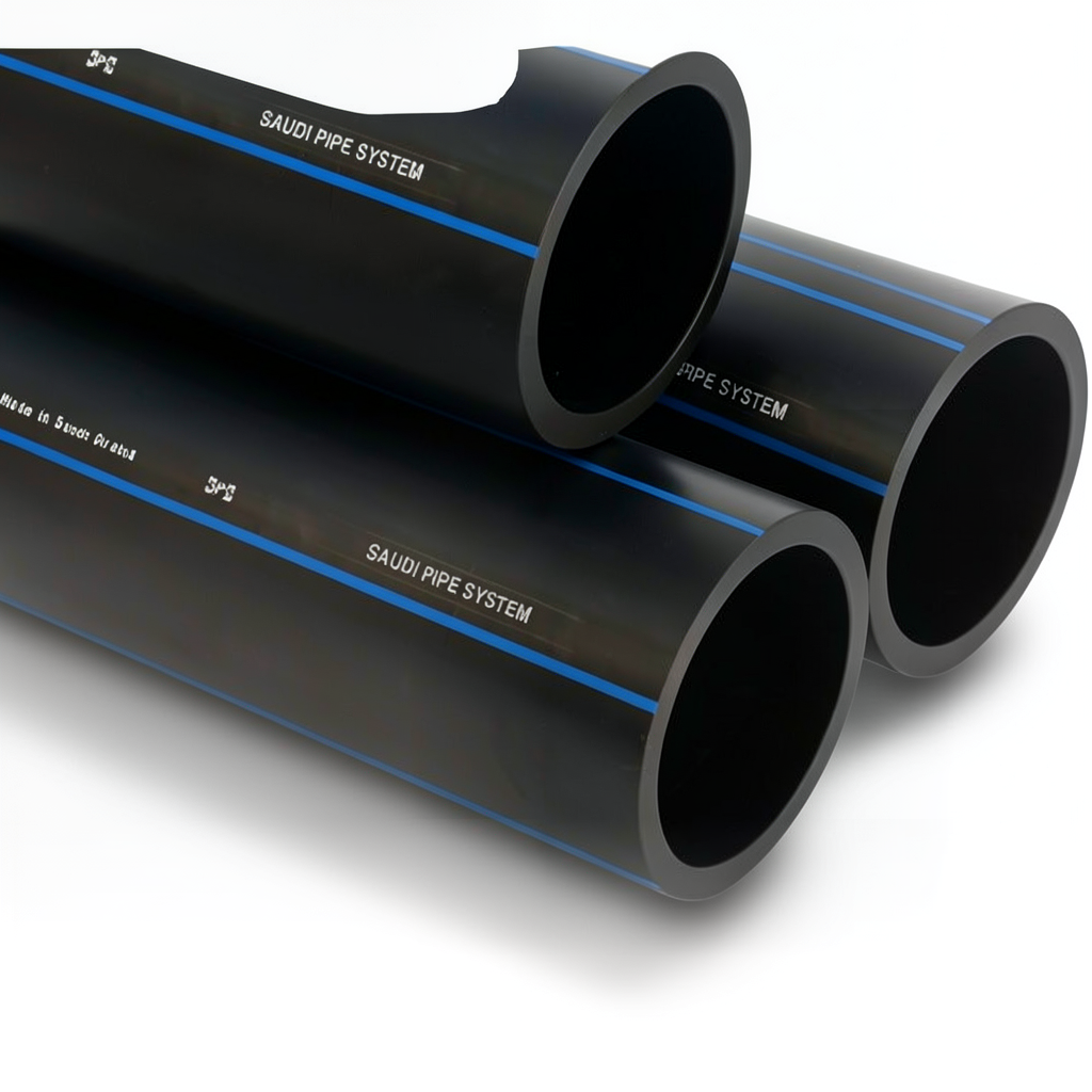 أنابيب HDPE السعودي PE 100 ضغط 6 بار قطر خارجي 500 مم سمك 19.1 مم لون أسود | مصنع أنظمة الانابيب السعودي (SPS)