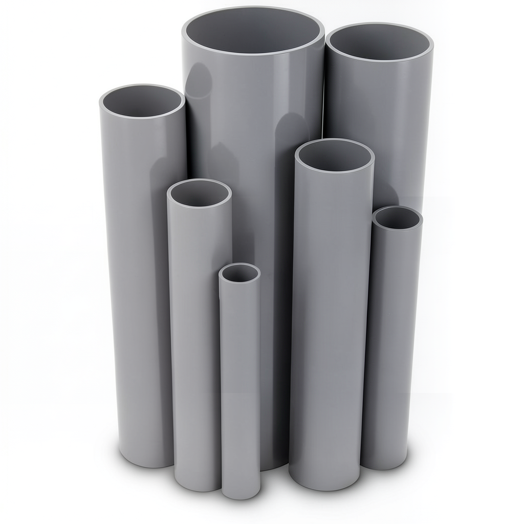 مواسير UPVC ضغط اسمي 2.5 بار قطر خارجي 710 مم سمك 5.7 مم لون رمادي