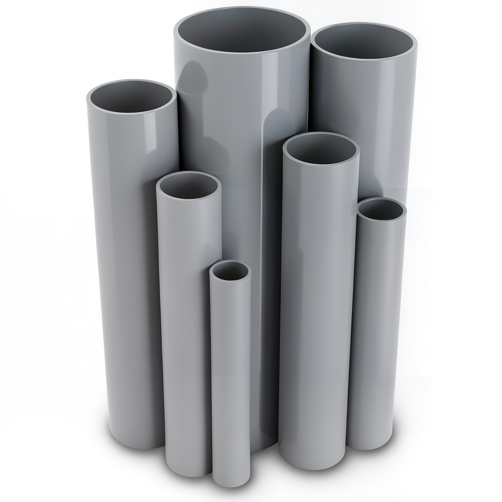 مواسير UPVC ضغط 2.5 بار قطر خارجي 800 مم سمك 6.4 مم لون رمادي