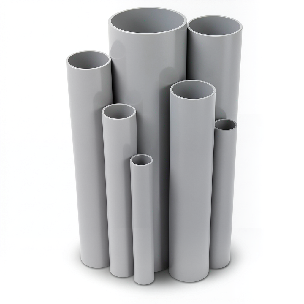 مواسير UPVC ضغط 2.5 بار قطر خارجي 800 مم سمك 6.4 مم لون رمادي