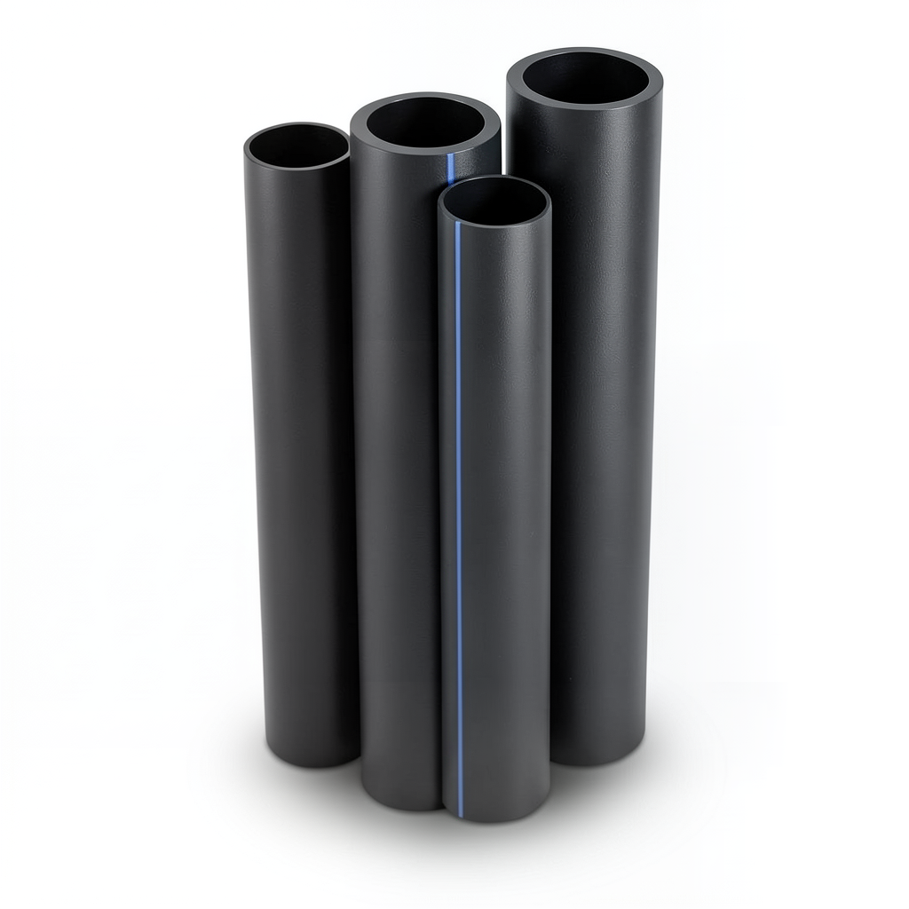 مواسير HDPE البولي ايثيلين PE 80 ضغط 4.8 بار قطر خارجي 630 مم سمك 35.8 مم لون اسود