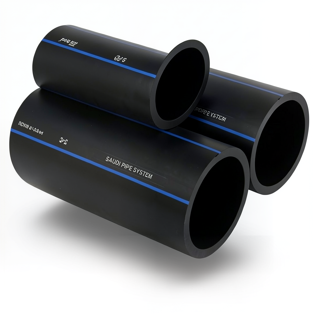 أنابيب HDPE السعودي PE 100 ضغط 16 بار قطر خارجي 450 مم سمك 40.9 مم لون أسود | مصنع أنظمة الانابيب السعودي (SPS)