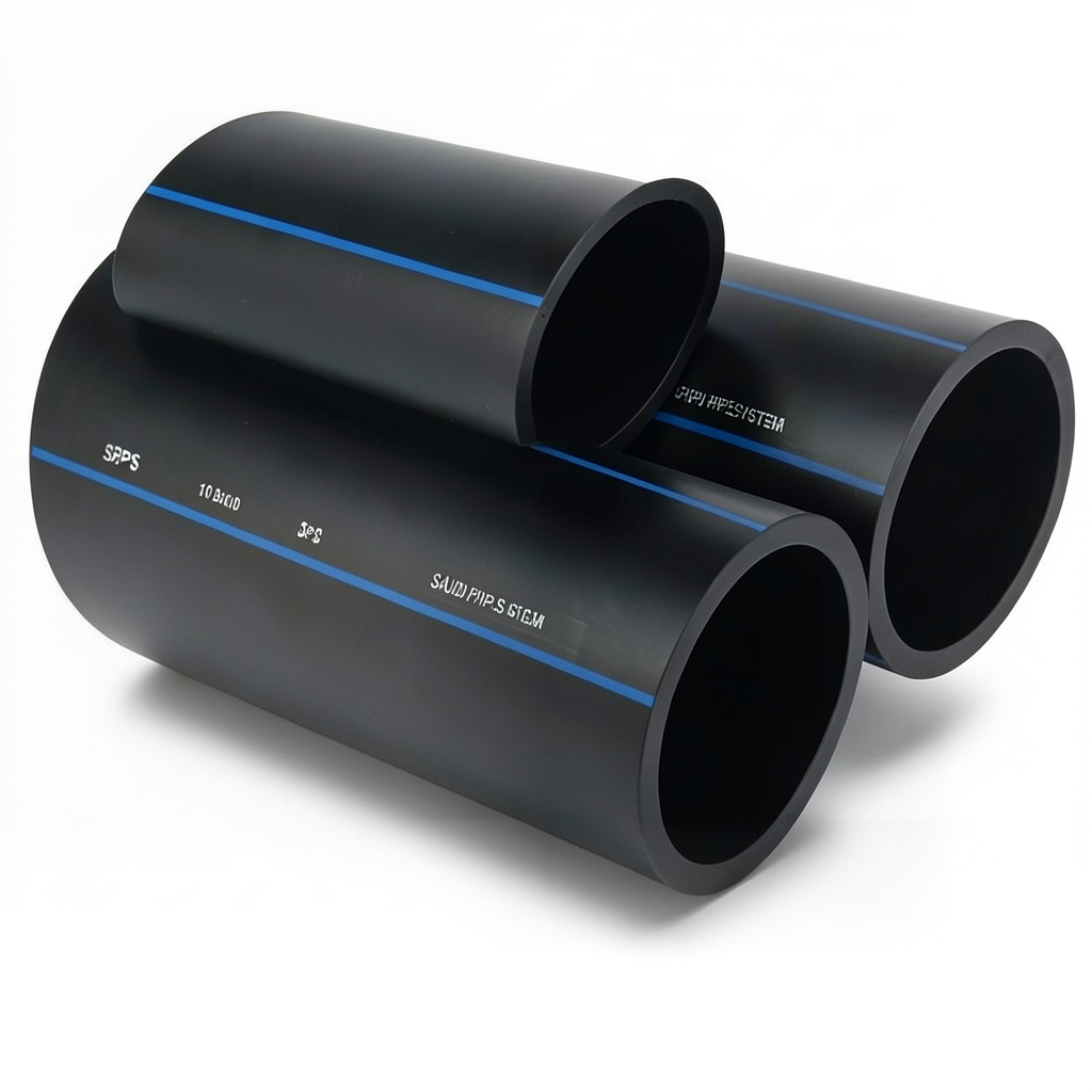 SPS HDPE Pipes PE 100 Pressure 10 Bar Outside Diameter 500 mm Thickness 29.7 mm Black | Saudi Pipes Systems (SPS)